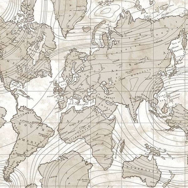 Noordwand Tapete Friends & Coffee The World Map Metallic und Beige