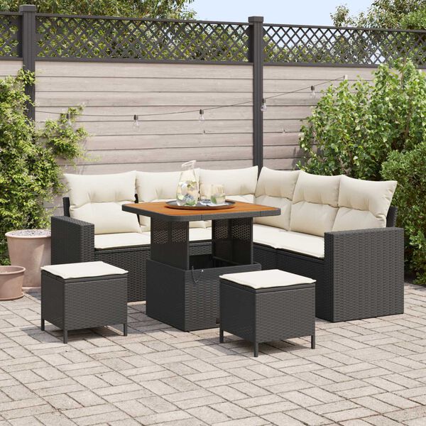 vidaXL Gartensofa-set 8 pcs Schwarz Poly-Rattan