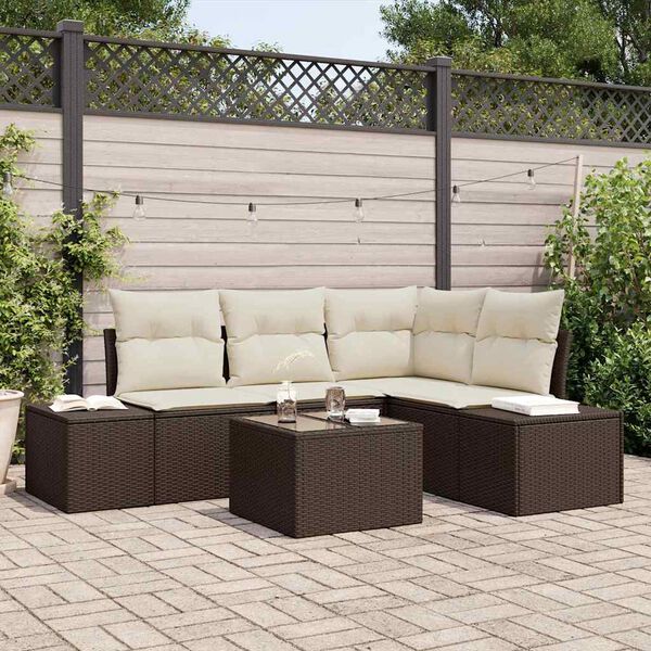 vidaXL Gartensofa-set 5 pcs Braun Poly-Rattan