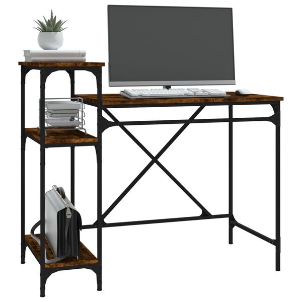 vidaXL Schreibtisch mit Regal R&auml;uchereiche 105x50x90 cm Holzwerkstoff