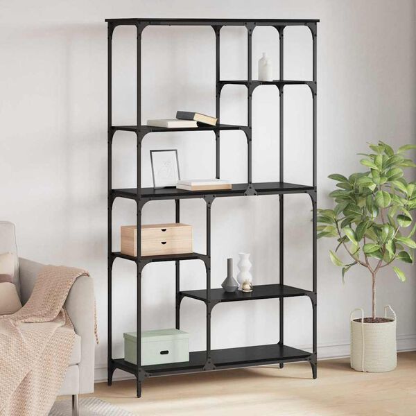 vidaXL B&uuml;cherregal Schwarz Eichen-Optik 99 x 35,5 x 176 cm