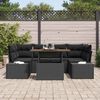 vidaXL Garten-Sofa-Set mit Speicher 7 pcs Schwarz Poly Rattan