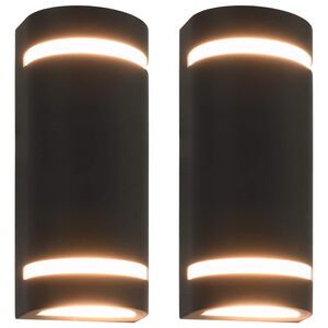 vidaXL Au&szlig;enwandleuchten 2 Stk. 35 W Schwarz Halbrund