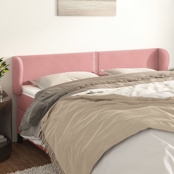 vidaXL Kopfteil mit Ohren Rosa 183x23x78/88 cm Samt