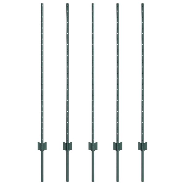 vidaXL Zaunpfosten 5 pcs Gr&uuml;n 120 cm Stahl