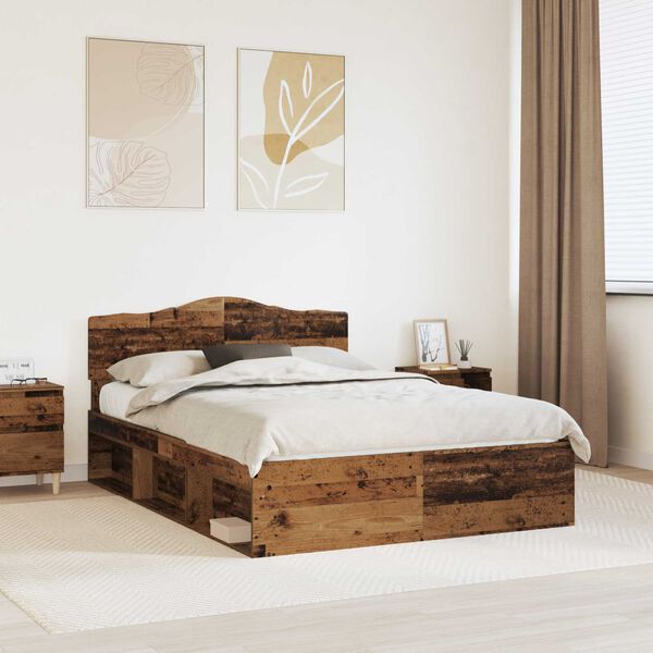vidaXL Bettrahmen Altholz 160 x 200 cm Massives Kiefernholz