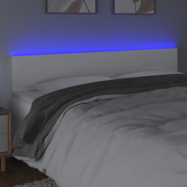 vidaXL LED Kopfteil Wei&szlig; 180x5x78/88 cm Kunstleder