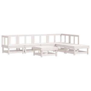 vidaXL 7-tlg. Garten-Lounge-Set Wei&szlig; Massivholz Kiefer