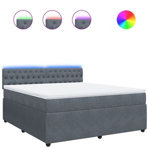 vidaXL Boxspringbett mit Matratze Dunkelgrau 180x200 cm Samt