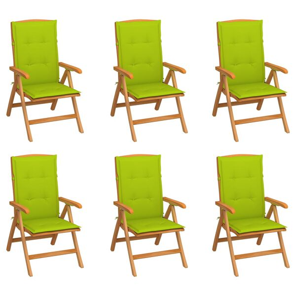 vidaXL Verstellbare Gartenst&uuml;hle mit Auflagen 6 Stk. Massivholz Teak