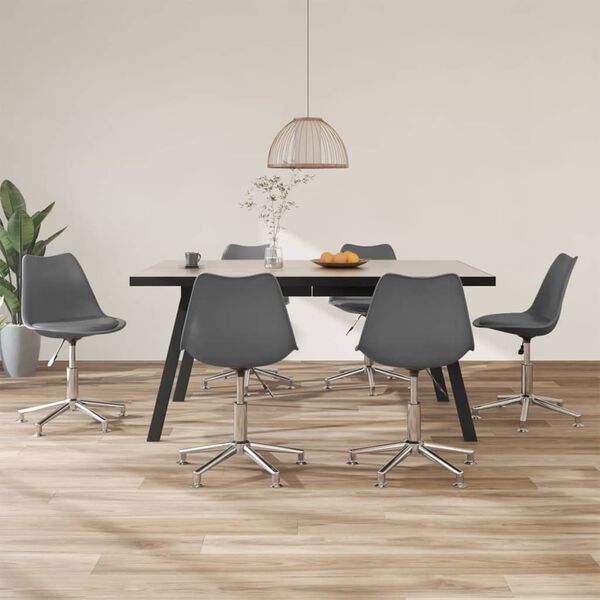 vidaXL Esszimmerst&uuml;hle 6 Stk. Drehbar Grau Kunstleder