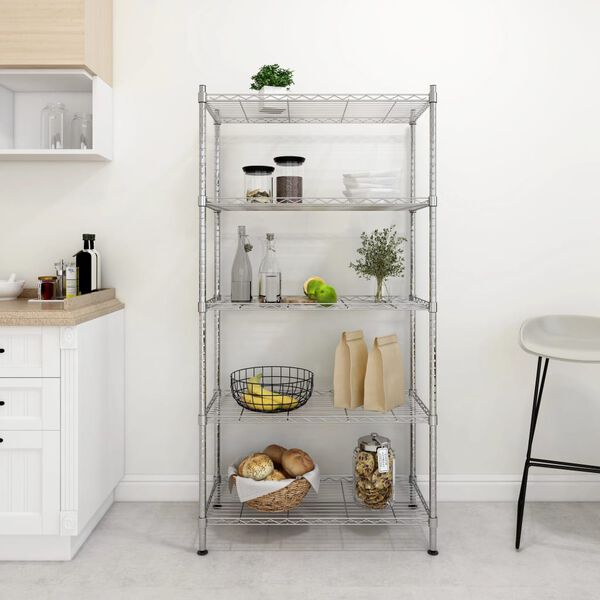 vidaXL Lagerregal mit 5 B&ouml;den 90x35x180 cm Chrom 250 kg
