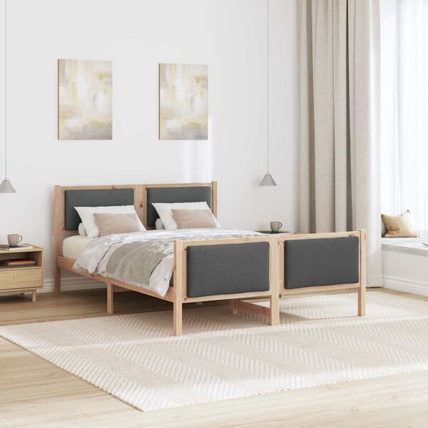 vidaXL Bettrahmen mit Kopfteil Dunkelgrau 160 x 200 cm Stoff