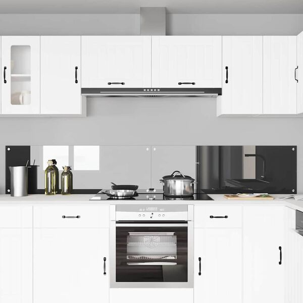 vidaXL K&uuml;chenr&uuml;ckwand 2 pcs Dunkelgrau 120 x 40 cm Geh&auml;rtetes Glas