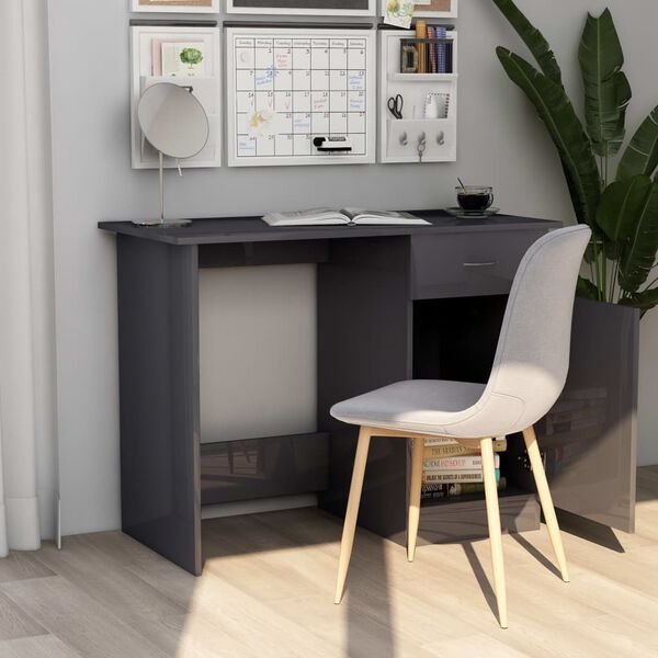 vidaXL Schreibtisch Hochglanz-Grau 100x50x76 cm Holzwerkstoff