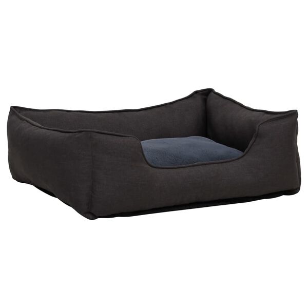 vidaXL Hundebett Dunkelgrau 85,5x70x23 cm Fleece Leinenoptik