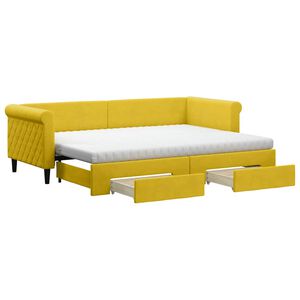vidaXL Tagesbett Ausziehbar mit Schubladen Gelb 80x200 cm Samt