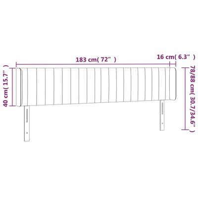 vidaXL Kopfteil mit Ohren Hellgrau 183x16x78/88 cm Samt