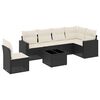 vidaXL 7-tlg. Garten-Sofagarnitur mit Kissen Schwarz Poly Rattan