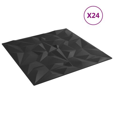 vidaXL Wandpaneele 24 Stk. Schwarz 50x50 cm XPS 6 m² Amethyst