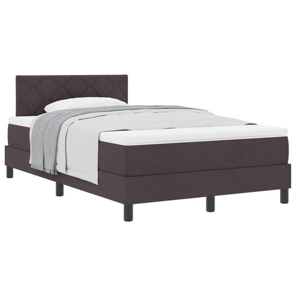 vidaXL Boxspringbett mit Matratze Dunkelbraun 120 x 200 cm Stoff