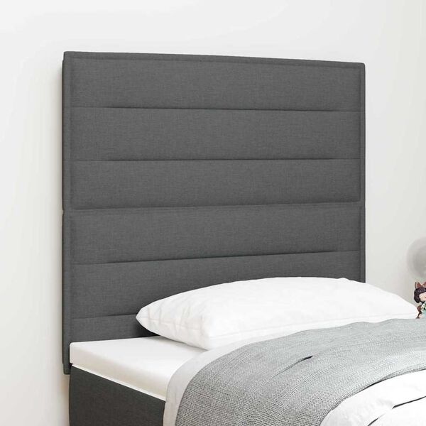 vidaXL LED Kopfteil mit LED-Lichtleisten Dunkelgrau 100 cm Polyester