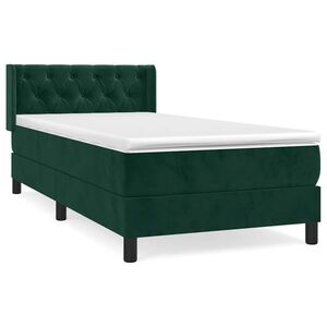 vidaXL Boxspringbett mit Matratze Dunkelgr&uuml;n 80x200 cm Samt