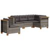 vidaXL 5-tlg. Garten-Sofagarnitur mit Kissen Grau Poly Rattan