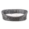 D&D Rustikales Haustierbett mit Kissen XS Rattan Grau