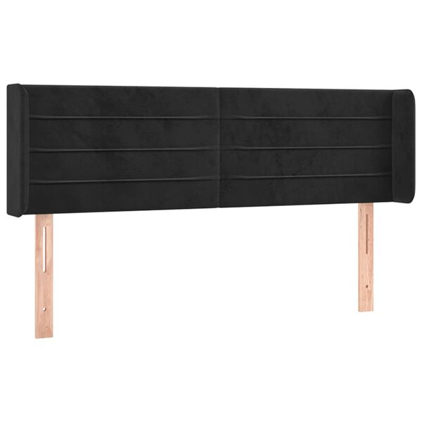 vidaXL LED Kopfteil Schwarz 147x16x78/88 cm Samt