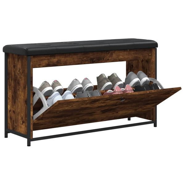 vidaXL Schuhbank mit Klappe R&auml;uchereiche 102x32x56 cm