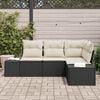 vidaXL Gartensofa-set mit Speicher 4 pcs Schwarz und Creme Poly-Rattan