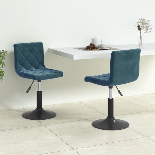 vidaXL Esszimmerst&uuml;hle 2 Stk. Drehbar Blau Samt
