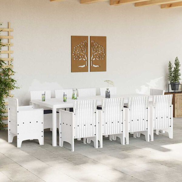 vidaXL Garten Essgruppe 11 pcs Wei&szlig; Polypropylen