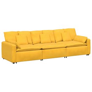 vidaXL Modulares Sofa mit Kissen Hellgelb