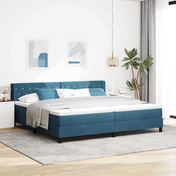 vidaXL Boxspringbett mit Matratze Dunkelblau 200 x 200 cm Polyester