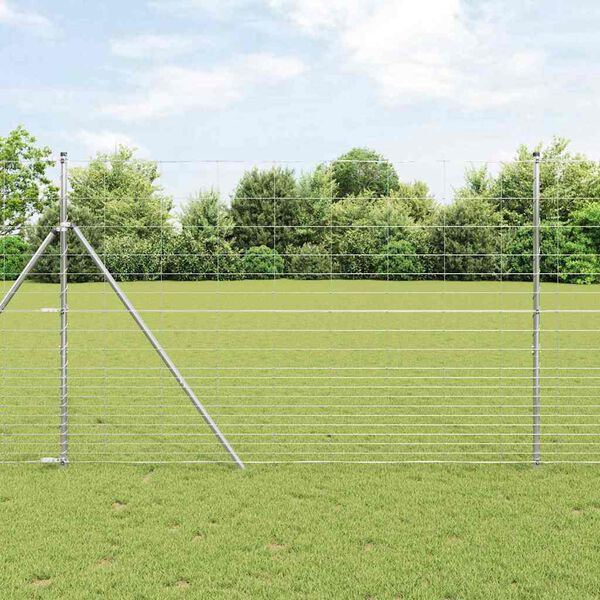 vidaXL Feldzaun Silber 25 x 1,6 m Verzinkter Stahl