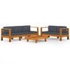 vidaXL 5-tlg. Garten-Lounge-Set mit Dunkelgrauen Auflagen Akazienholz