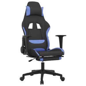 vidaXL Gaming-Stuhl mit Fu&szlig;st&uuml;tze Schwarz und Blau Stoff