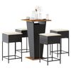 vidaXL 5-tlg. Gartenbar-Set mit Kissen Schwarz Poly Rattan