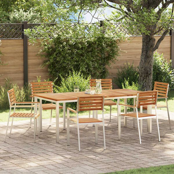 vidaXL Garten Essgruppe 7 pcs Braun Massivholz Teak