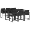 vidaXL 7-tlg. Garten-Essgruppe mit Kissen Schwarz Poly Rattan