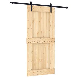 vidaXL Schiebet&uuml;r Nat&uuml;rlich und Schwarz 95 x 210 cm Massivkiefer