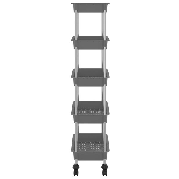 vidaXL K&uuml;chenwagen 5 Etagen Grau 42x29x128 cm Eisen und ABS