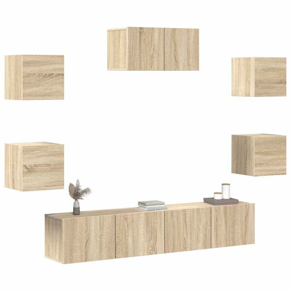 vidaXL 7-tlg. TV-Schrank-Set Sonoma-Eiche Holzwerkstoff