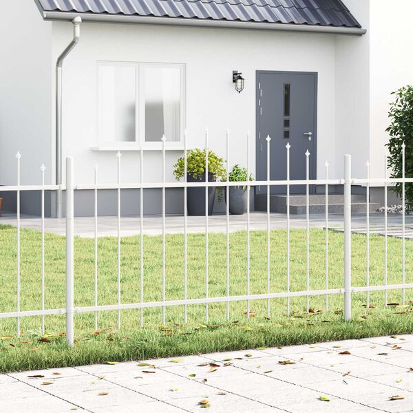 vidaXL Gartenzaun 4 pcs Wei&szlig; 170 x 140 cm Pulverbeschichteter Stahl