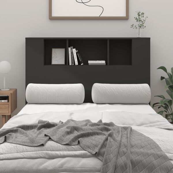 vidaXL Kopfteil mit Ablagen Schwarz 120x18,5x102,5 cm