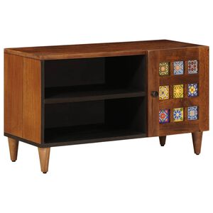 vidaXL TV-Schr&auml;nk mit T&uuml;r Walnuss 80 x 33 x 46 cm Massivholz Mango