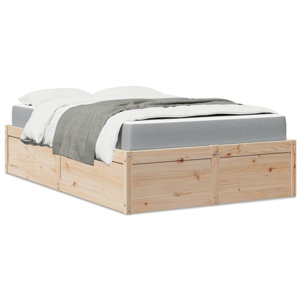 vidaXL Bett mit Matratze 140x190 cm Massivholz Kiefer