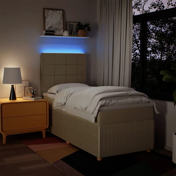 vidaXL Boxspringbett mit Matratze Creme 90x190 cm Stoff